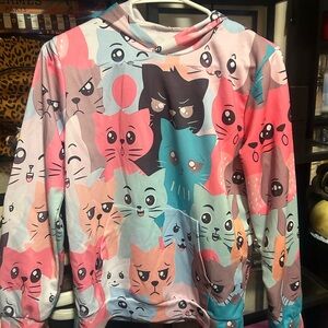 Colorful Cat Print Kids Hoodie